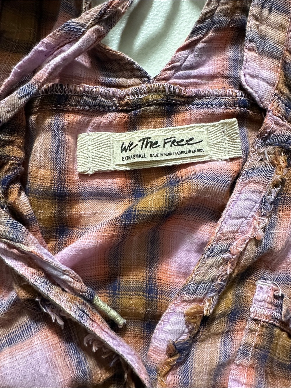 We The Free Plaid Button-Up Top in Mustard, Pink & Brown - Picture 5 of 6